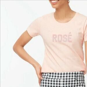 J. Crew Pink Sequin Rose Collector Tee T-Shirt Size Medium